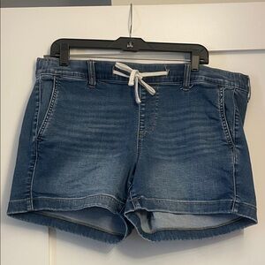 Denim Drawstring Women’s Shorts - Blue